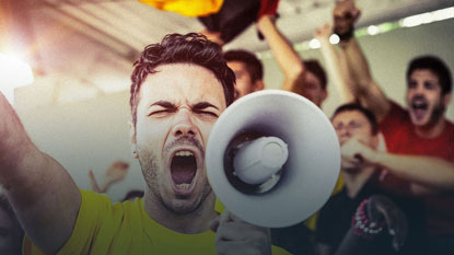 supporter cheering with loud speaker